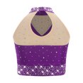 thumbnail image 3 of YiZYiF Kids Girls Shiny Fringe Dance Vest Halter Neck Sleeveless Crop Top Ballroom Jazz Latin Dancewear Purple 10, 3 of 4