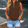 thumbnail image 5 of Womens Summer Tank Tops formal Collared Button Sleeveless Blouse Sleeveless Tops for Women Brown M, 5 of 9