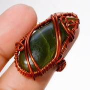 Green Paradise Gemstone Wire Wrapped Handcrafted Copper Jewelry Ring 8" SA 616