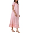 thumbnail image 4 of INSPIRE CHIC Women's Victorian Nightgown Ruffle Short Sleeve Tie Neck Nightshirt Pajama Sleep Dress S Pink, 4 of 5