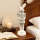 thumbnail image 5 of Figuritas de conejito de Pascua, decoración de conejos de resina tambor, set de 2 adornos blancos de 6,9 pulgadas, centro de mesa con repisa de mesa Regalo navideño de primavera, 5 of 6