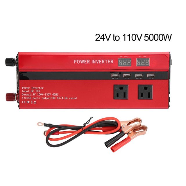 Inversor De Voltaje Solar Para Coche De 12 V/24 V A 110 V De Alta Potencia 3000 W/4000 W/5000 W/10000 W Rojo Tipo Ee. Uu. (24 V A 110 V 5000 W) Sweethay AF000951-00