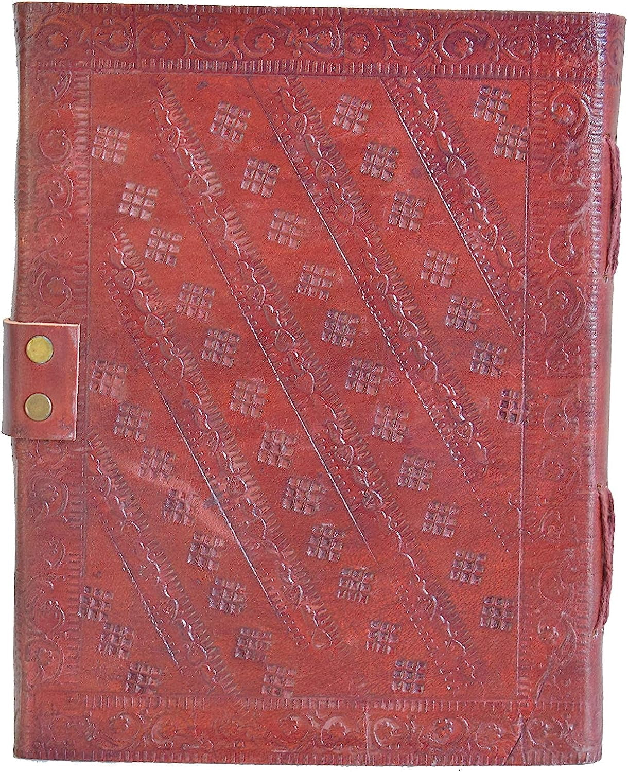PRASTARA  Leather Journal Diary Seven Stone Sketchbook Notebook with Lock for Men Women
