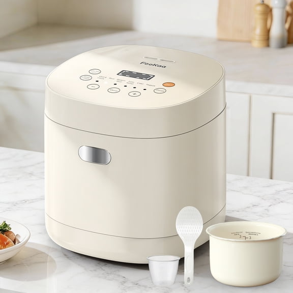 Rice Cooker Small, 3-Cup Uncooked (6-Cup Cooked), Compact Mini Rice Cooker Small Kitchen with Ceramic Coated Inner Pot, Rice Maker with 6 Menu Options, 12H Delay Timer, Low Temperature Cooking