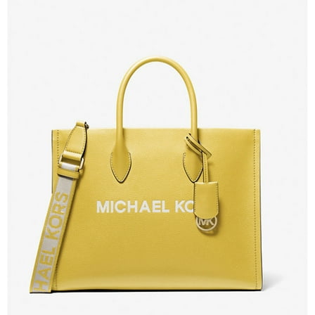 Michael Kors Mirella Medium Pebbled Leather Crossbody Tote Handbag Daisy Yellow
