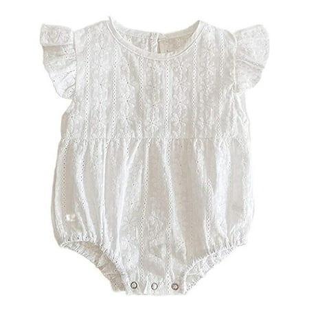 

Gupgi Infant Romper Newborn Fly Sleeve Hollow out Embroidery Jumpsuit