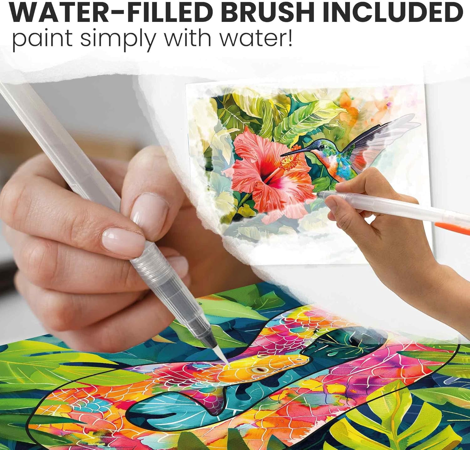 Quokka Dementia Activities for Seniors - Water Painting Alzheimers Products for Elderly - Reusable Activity Kits - Tropics Wildlife Relaxing Set