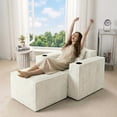 thumbnail image 2 of 41.5" Boneless Chair, Cloud Lounge Chair with Foldable Ottoman, Cup Holders and Storage Pockets, No Assembly Required, White, 2 of 8