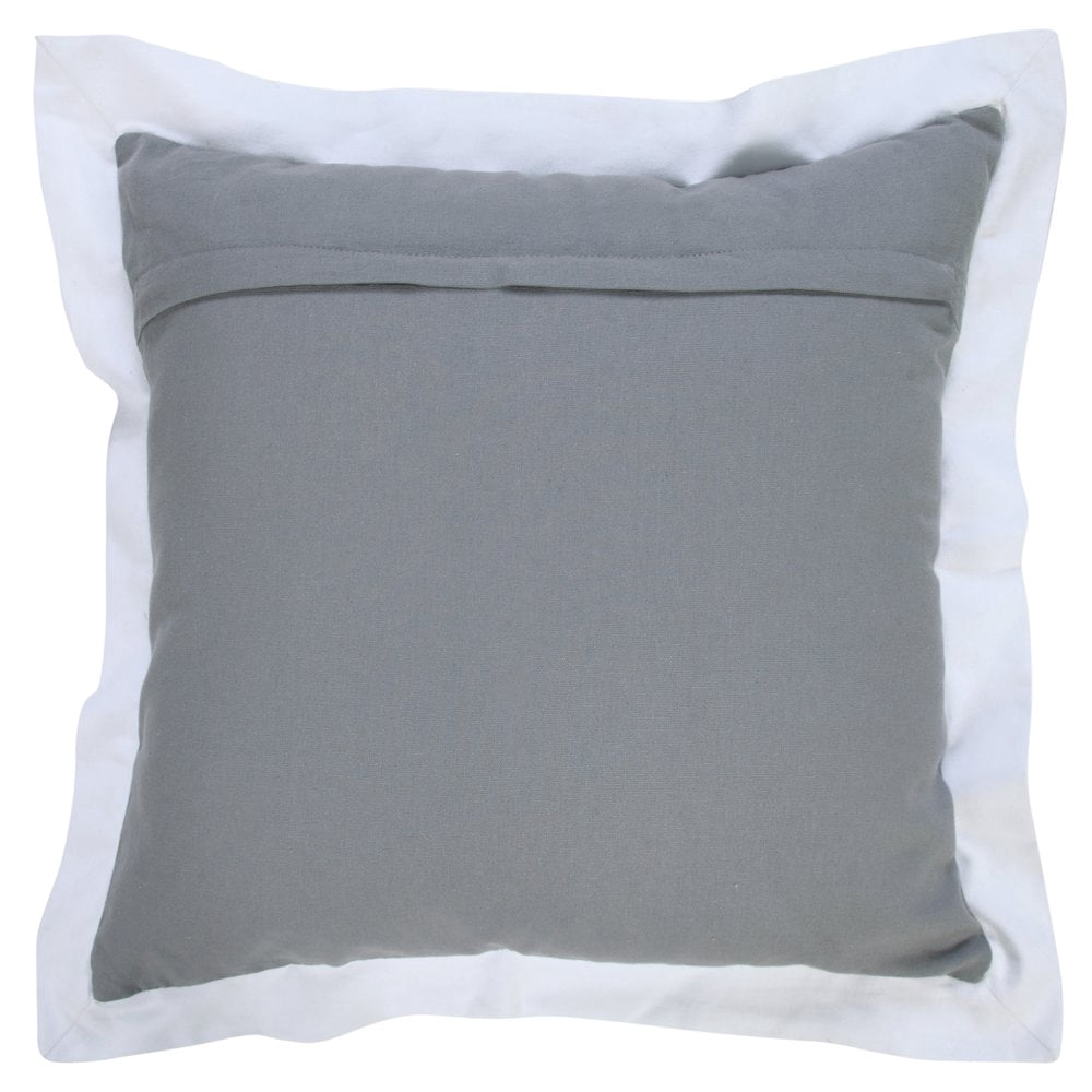 Laddha Home Designs Handwoven Color Block Cotton Throw Pillow Cover - 20" - Gray and White