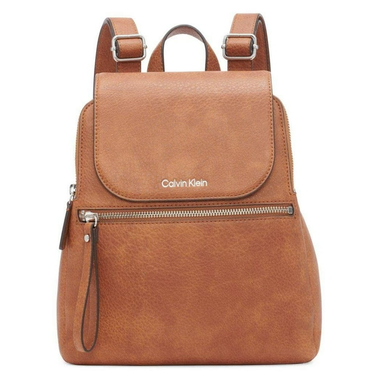 Calvin klein brown leather backpack hotsell