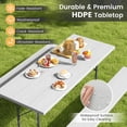 thumbnail image 6 of Gymax Folding Picnic Table w/ 2 Benches 6 FT Camping Table Set w/ All-Weather HDPE Tabletop Grey, 6 of 10