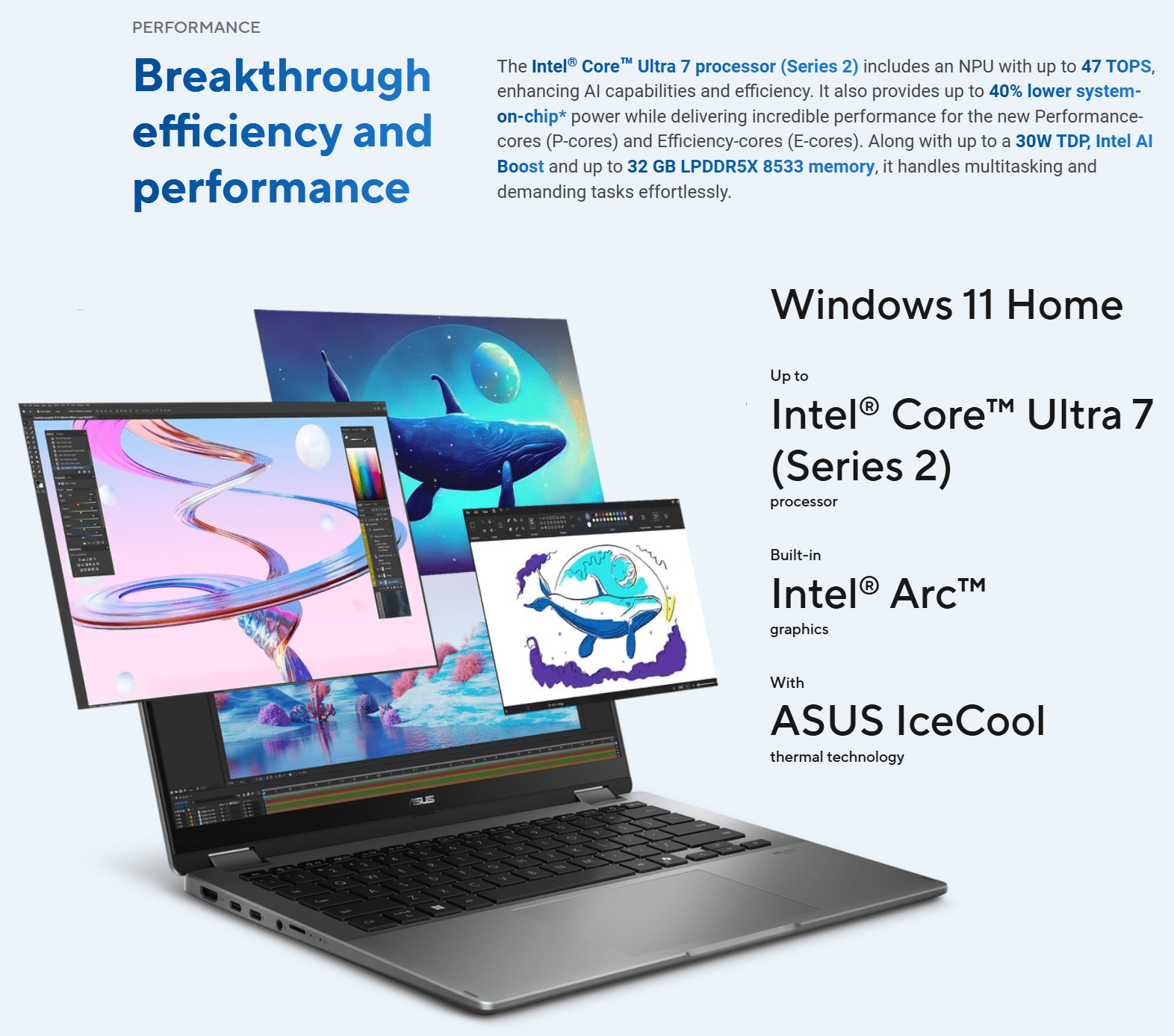 ASUS Vivobook Flip 14" Touchscreen Laptop, OLED WUXGA, Intel Core Ultra 7 256V, FHD IR Camera, Backlit Keyboard, Wi-Fi7, Thunderbolt4, Win11 Home, w/Stylus&Wireless Mouse (16GB RAM | 512GB SSD)