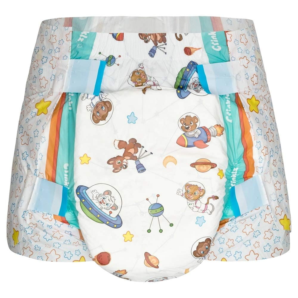Crinklz Tab-Style Briefs Adult Printed Diapers Astronaut Large
