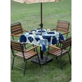 thumbnail image 4 of Outdoor Tablecloth with Umbrella Hole for Patio/Picnic/Party/Camping, Navy Blue Geometric Moroccan Waterproof Table Cloth Square Cover Washable, Abstract Art Blue Ombre Modern (60"x 60"), 4 of 8