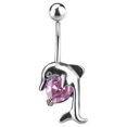 thumbnail image 2 of Dolphin Belly Ring with Heart CZ Jewel, 2 of 7