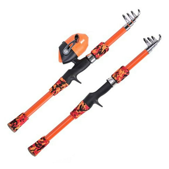 High Performance Kids Fishing Rod Set 1 65M Telescoping Rod & Reel Combo Red (Set Of 2) Fangkenuo