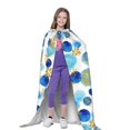 thumbnail image 4 of Honeii Golden Blue Snowflakes Print Poncho Cape, Cloak Coat, Snuggly Hooded Wearable Blanket, Hooded Cape For Teenagers,Halloween Costumes-Medium, 4 of 7