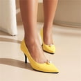 thumbnail image 2 of Rrunsv Womens Slip On Shoes Womens Heels Sandals Square Toe Ankle Strap High Heeled Stiletto Dress Shoes Yellow,6.5, 2 of 5