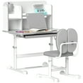 thumbnail image 2 of Qaba Height Adjustable Kids Desk and Chair Set w/ Reading Rack, Gray, 2 of 9