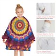 thumbnail image 6 of Colorful Tie Dye Luminous Mandala Pattern Blanket Hoodies for Kids 6-13YR Oversize Wearable Blanket Hoodies for Boys Girls Teens, 6 of 7