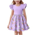 thumbnail image 1 of EGNMCR Robe à Manches Courtes à Col Rond Robe à Manches Volantées Imprimée pour Enfants Robe à Col Rond Taille Moyenne Robe de Printemps et d'Été pour Enfants Robe en Polyester pour Fille, 1 of 5