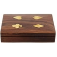 thumbnail image 6 of Ajuny Wood Handmade Double Deck Playing Cards Holder Storage Box with Brass Inlay Design, 6 of 6