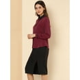 thumbnail image 4 of DARING DIVA Women's Button Down Long Sleeve Peter Pan Collar Blouse S Burgundy, 4 of 6