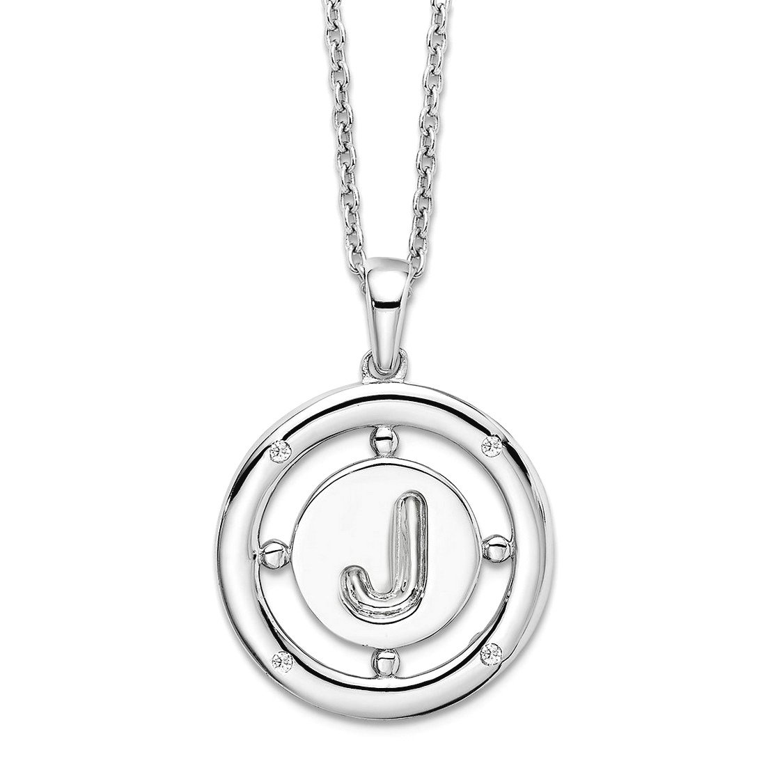 19mm 925 Sterling Silver Rhodium Plated White Ice Diamond Letter Name Personalized Monogram Initial J Necklace 18 Inch P