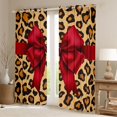 thumbnail image 2 of jejeloiu Red Bow Bowtie Black Out Curtains,Brown Cheetah Pattern Curtains Pack of 2 (42x63 Each) For Men Women, 2 of 6