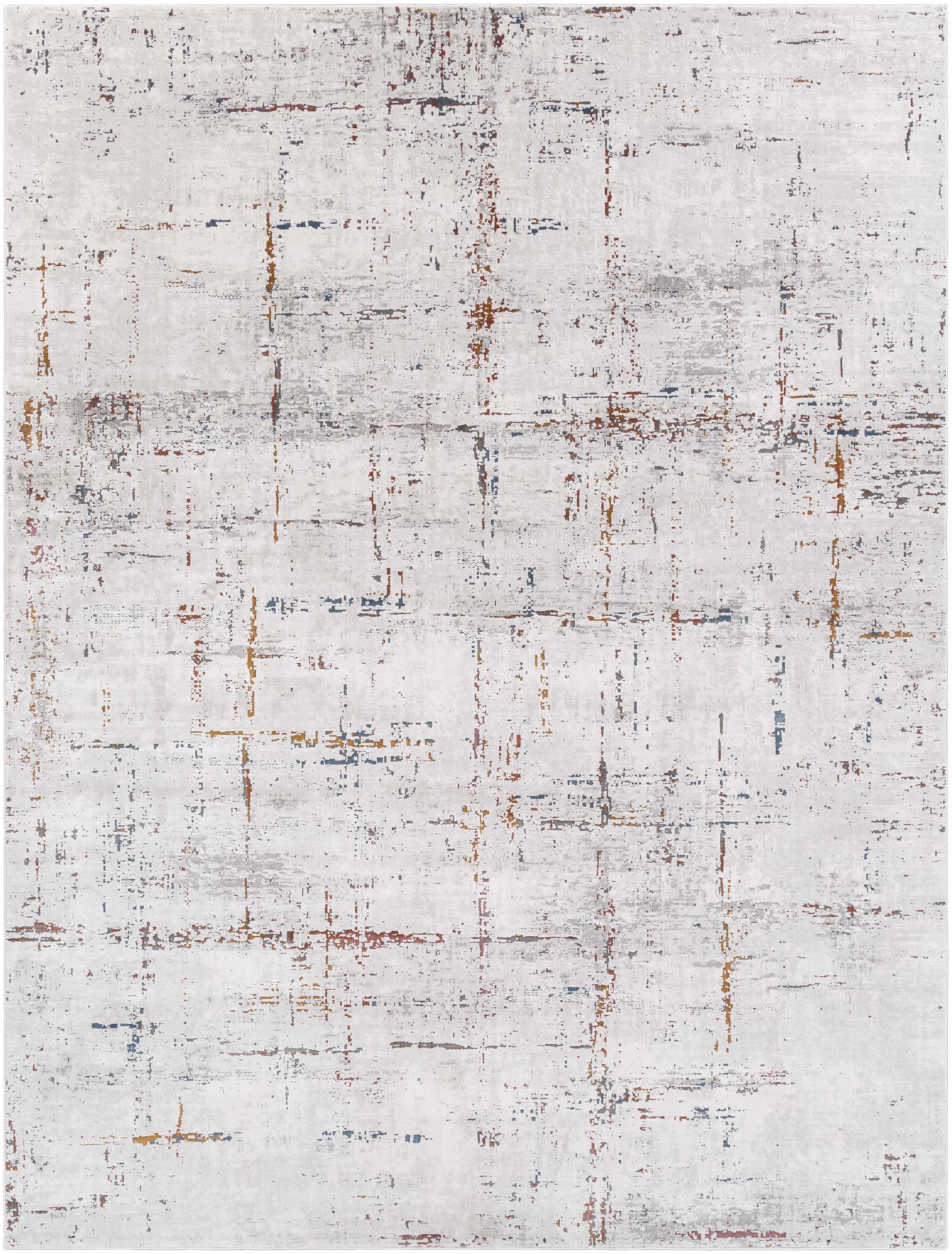 Hauteloom Concordia Contemporary Abstract Living Room Bedroom Dining Room Area Rug - Modern Distressed Bohemian Neutral Carpet - Gray, Beige, Orange, Red - 2'7" x 5'