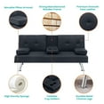 thumbnail image 2 of Aukfa Leather Futon Convertible Sofa Bed with 2 Cupholder&Pillow for Home Office Twin Size, Black, 2 of 9
