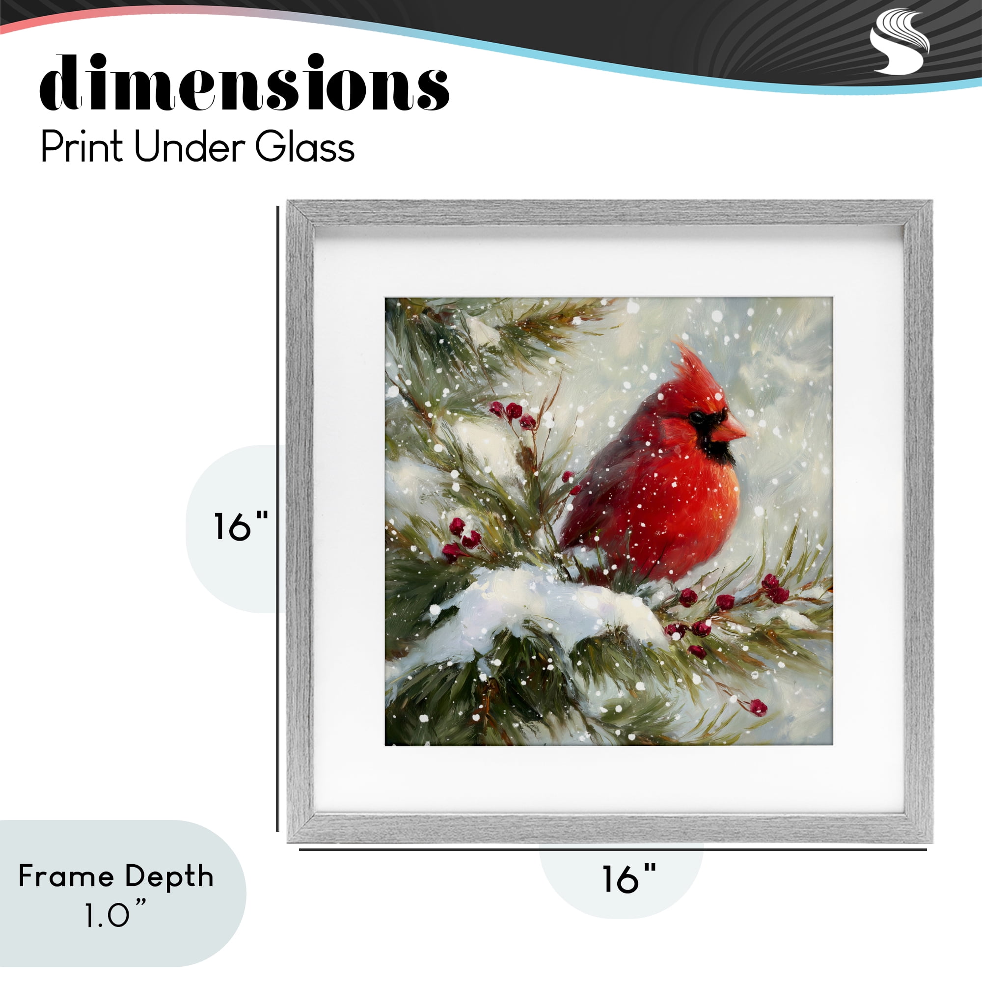 Stupell Industries Winter's Red Jewel Gray Framed Print Under Glass, design by Tina LeCour