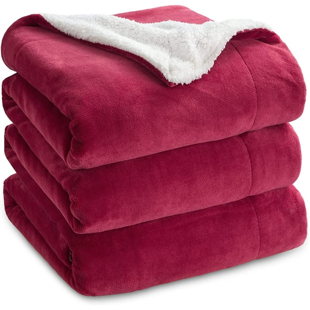 Bedsure Sherpa Fleece King Blanket Red Thick Warm Blankets, Soft