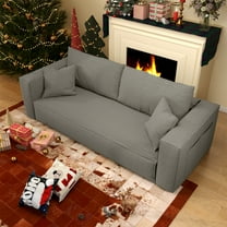 DEALTOPS 88" Loveseat Sofa, 3 Seater Pure Sponge Foam, Corduroy for Living Room, Easy Assembly，Gray