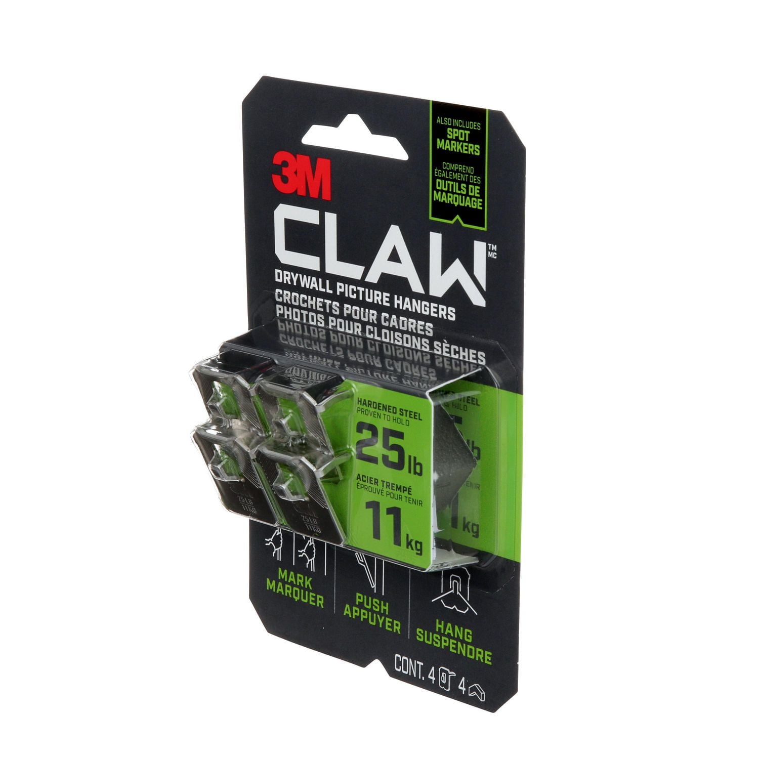 3M™ CLAW Drywall Picture Hanger with Temporary Spot Marker 3PH25M-5EF , Holds 25 lbs, 3M™ CLAW Drywall Pictre Hanger