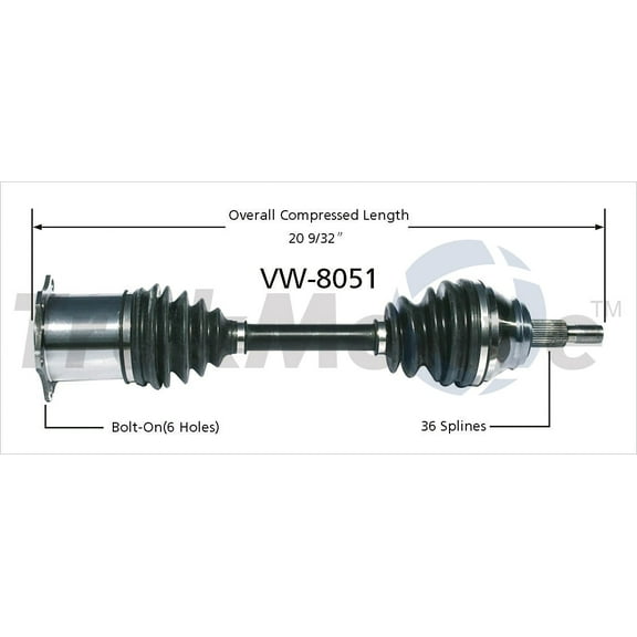 CV Axle Shaft Fits select: 2002-2005 VOLKSWAGEN JETTA, 2002-2006 VOLKSWAGEN GOLF