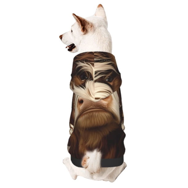Fotbe Butterfly Cow Barrel Sudadera con Estampado para Perros Pequeños – Suéter con Capucha para Mascotas, Tela Suave de Forro Polar con Bolsillo-Large
