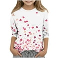 thumbnail image 2 of ATOGUTA Girls Valentines Shirt Kids Heart Printed Valentine's Festival Outfit 3/4 Sleeve VDAY Tops Size 3T-12, Pink, 2 of 5