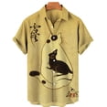 thumbnail image 3 of Camisas japonesas de gato bushido para hombres, ropa con estampado 3D, camisas hawaianas de playa, blusas de manga corta Y2K, ropa vintage, blusa con solapa, 3 of 5