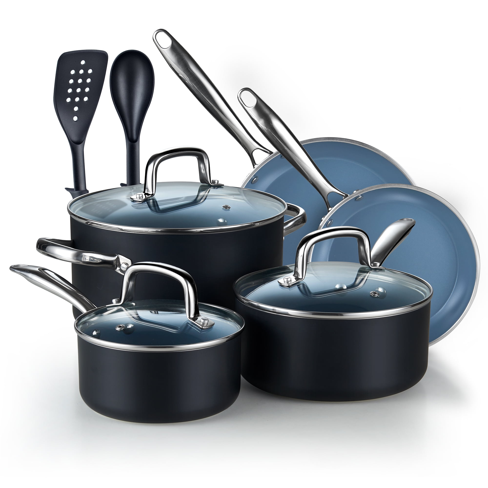 Cook N Home Ceramic Nonstick Cookware Set, 10 PC, Grey - Walmart.com - Walmart.com
