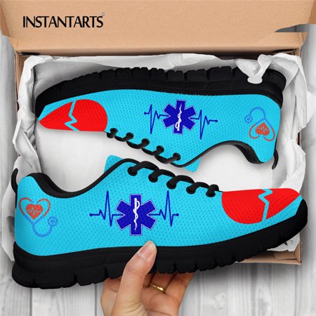 

Cool Paramedic Designer Flat Shoes For Women Sport Sneaker Breathable Mesh Running Lace-Up Nursing Shoe Chaussures Femme 2023