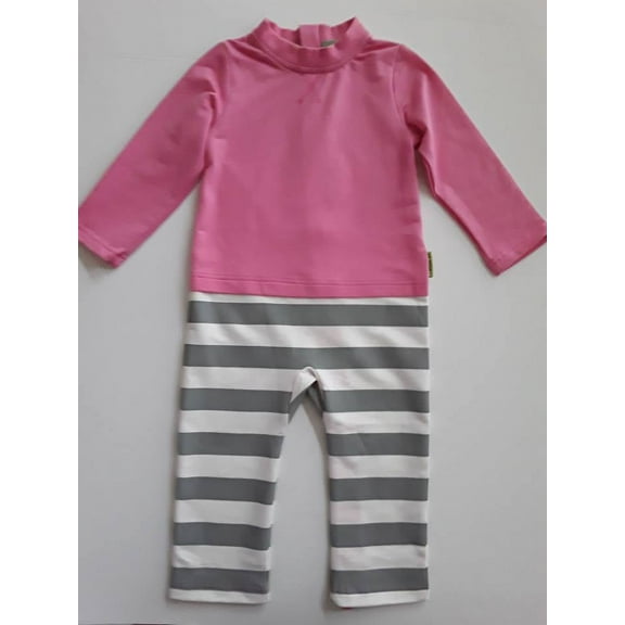 One Piece Strip-Proof Toddler Romper in Pink/Gray