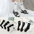 thumbnail image 5 of NEW Simple Black and White Women Japanese Fashion Moon Pattern Stockings Cotton  Socks BLACK, 5 of 7