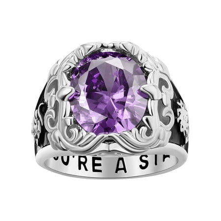 Bhavani Gems CLASS RING Unisex Art Nouveau Vintage Birthstone Class Ring, Personalized, High School or College