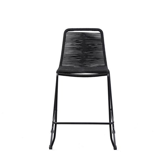 Shasta 26" Outdoor Patio Rope Barstool In Black