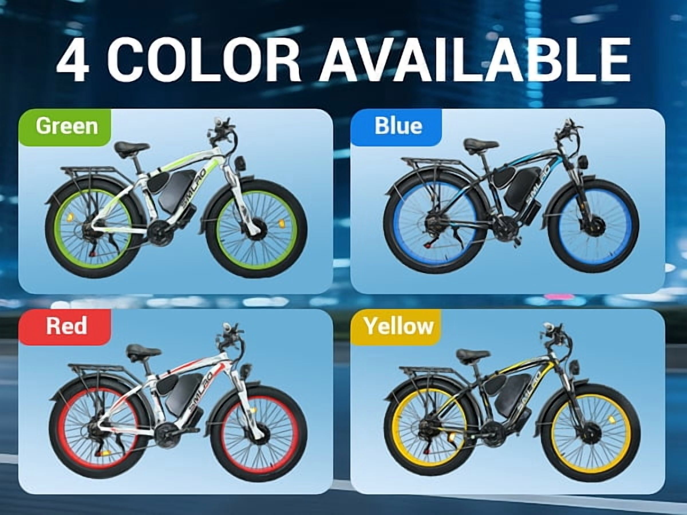 5000W Peak Dual Motor Electric Bike, 52V 30AH AWD 7 Speed 40MPH 26" Fat Tire Electric Mountain SNOW Dirt Bike for Adults