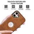 thumbnail image 2 of iPhone 16 Case with Logo Hole, Premium PU Leather + TPU Slim Fit Shockproof Anti-Scratch Heavy Duty Protection Rugged Phone Case for Apple iPhone 16, Brown, 2 of 7