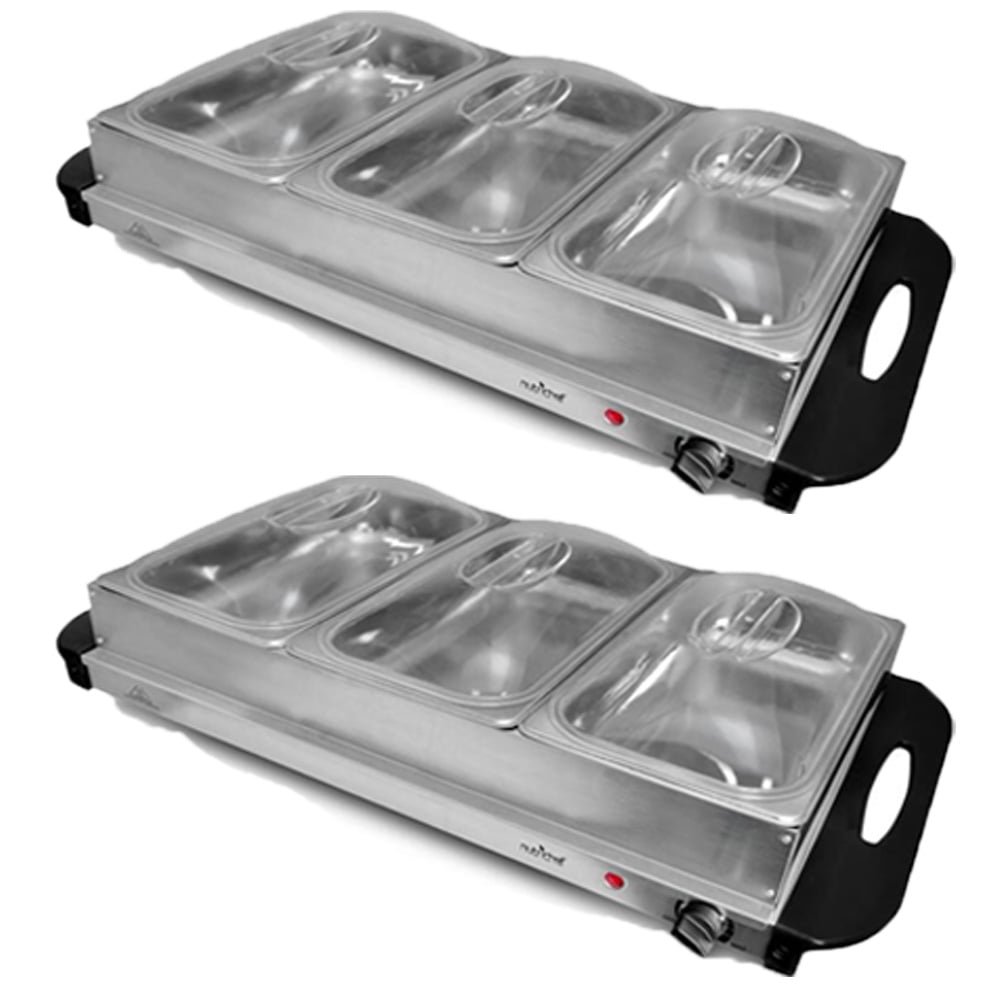 Pack of (2) NutriChef PKBFWM33 Food Warming Tray / Buffet Server / Hot Plate Warmer