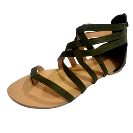Fashion Open Women S Toe Cute Sandals for Women Summer Breathable Sandals Beach Woven Sandals Women Flat Zipper Shoes Women s Womens Closed Toe Sandals Sandals
