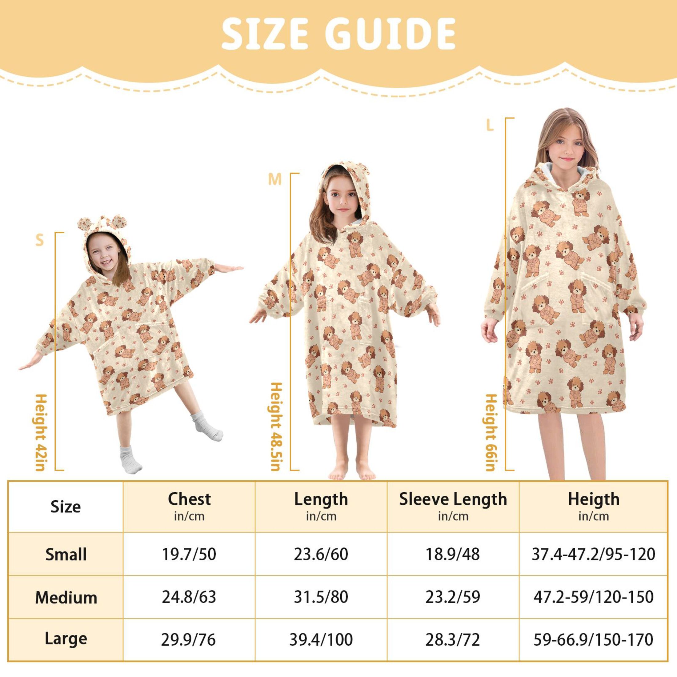 joogoo Blanket Hoodie for Cute Dogs Footprints Cartoon Oversize Sweatshirt 3-14 YR L
